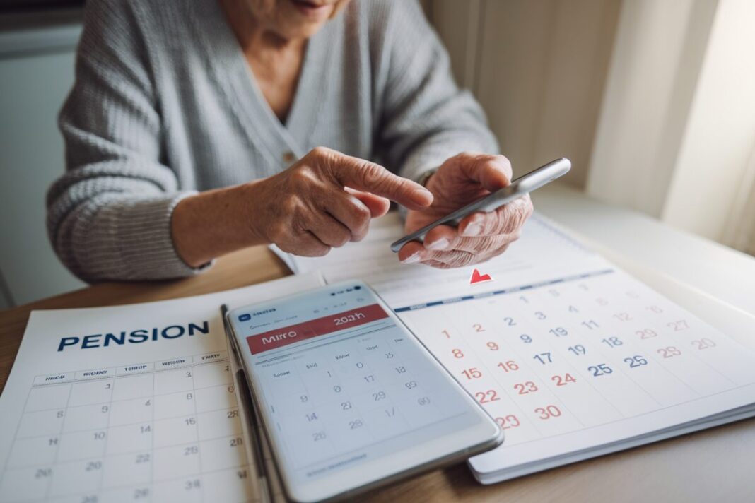 Un retraité consulte son compte et un calendrier de paiements